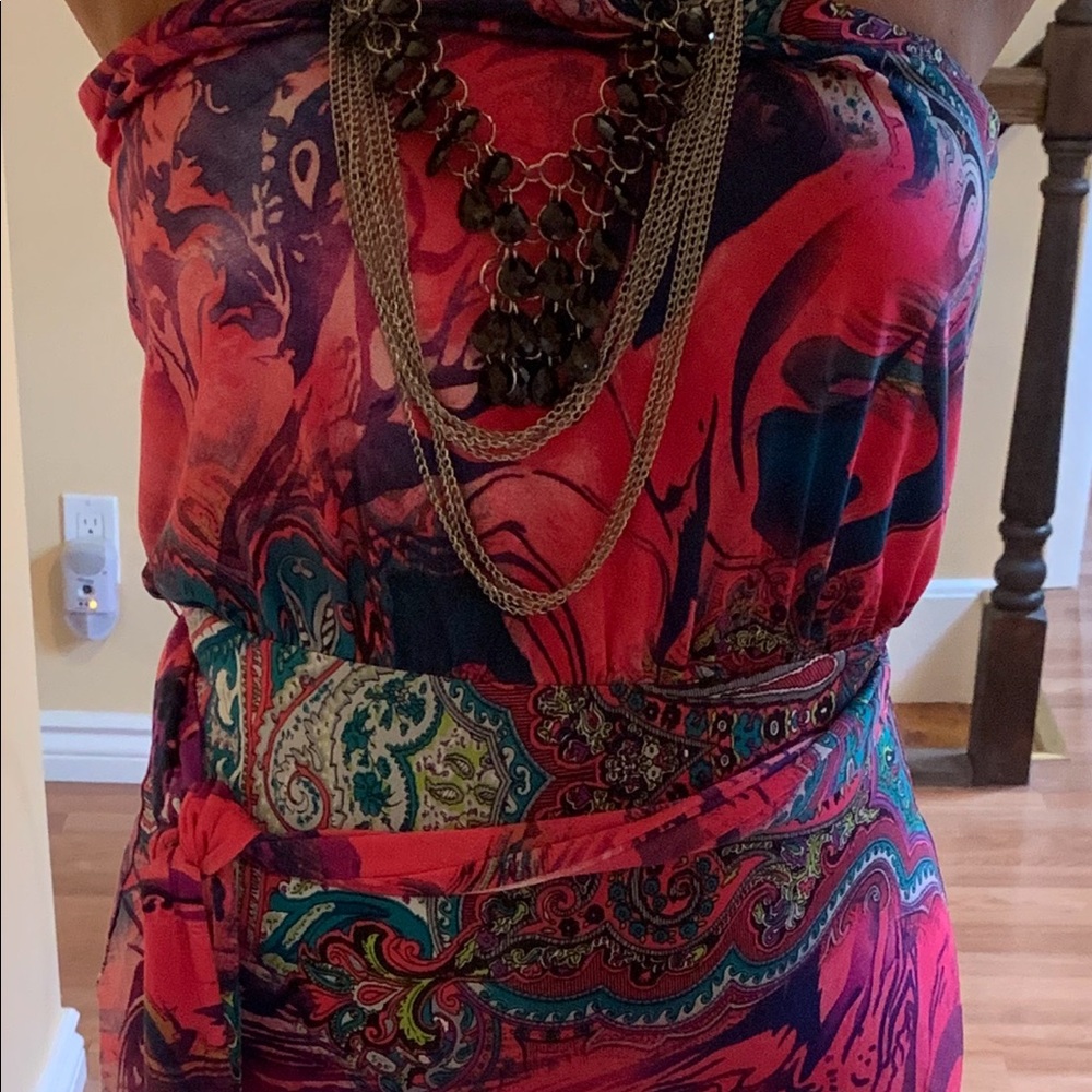 Hot Pink and Multi/Color Arden B Fitted Midi Dress
